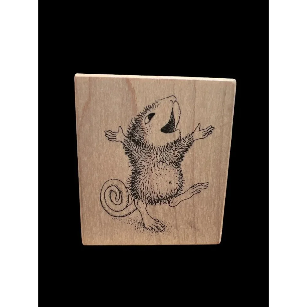 House Mouse C348 Maxwell Mouse 2”x2” Wooden Stamp 1999, Arts & Crafts